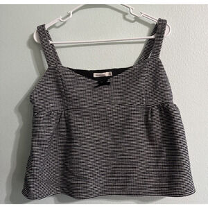 Vintage Y2K Hhhvooo Womens XL Black/White Lined‎ Crop Smocked Babydoll tank